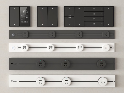 现代开关插座 轨道插座 智能控制面板su模型