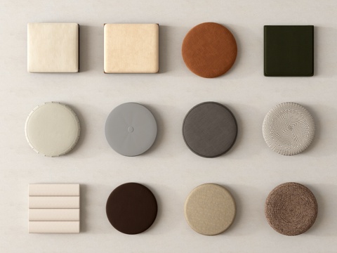 现代坐垫 蒲团 圆坐垫 飘窗垫 榻榻米坐垫su模型