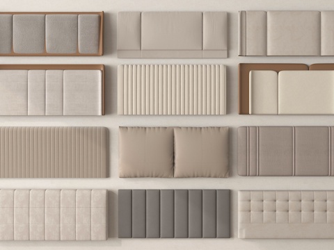 现代床品 床头 床靠背su模型