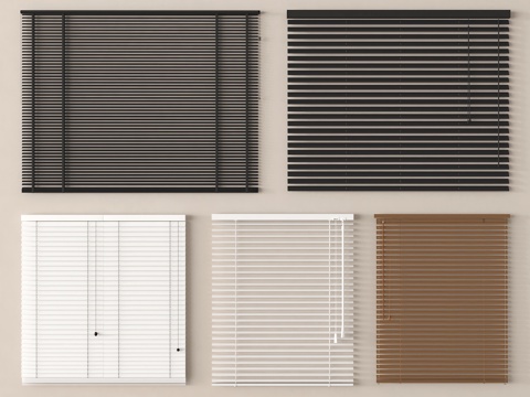 新中式窗帘 百叶帘 卷帘 拉帘su模型