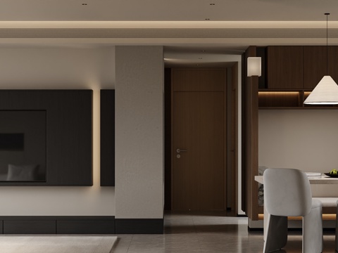  现代意式客餐厅3d模型 