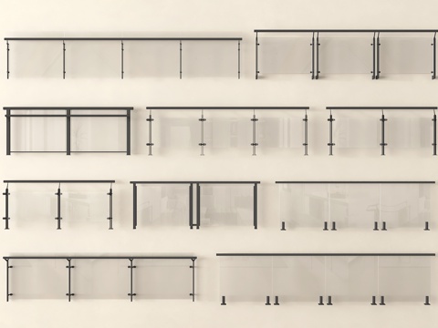 现代围栏护栏 玻璃围栏 栏杆 扶手 阳台护栏su模型