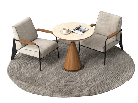 现代休闲桌椅 洽谈桌椅 休闲区su模型