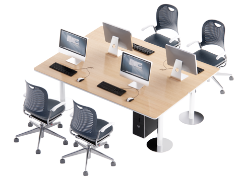 现代员工工位 办公桌椅su模型