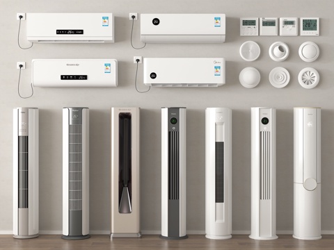 现代空调 立式空调 壁挂式空调 出风口su模型