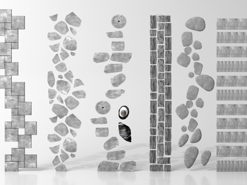 现代景观汀步 铺石 踏步石片su模型