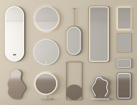 现代镜子 化妆镜 全身镜 浴室镜 落地镜su模型