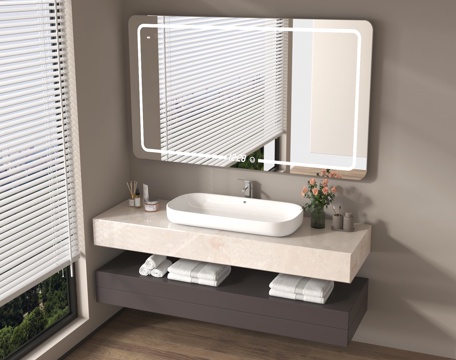 现代风浴室柜 悬空浴室柜 镜柜 卫浴用品su模型