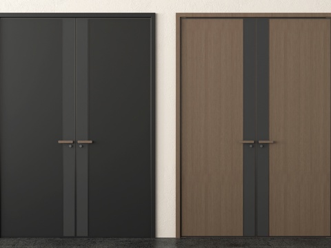 现代双开门 防盗门 入户门 别墅大门su模型