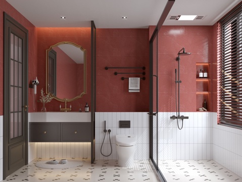  卫生间 法式卫生间 洗手台 台盆3d模型 