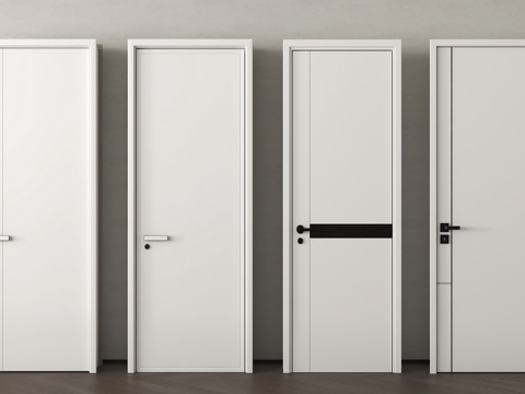 现代卧室门 卧室单开门 实木门 平开门su模型