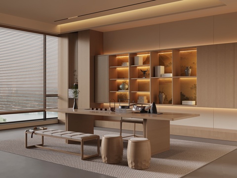 新中式茶室su模型