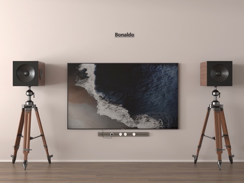 现代电视 落地音响su模型su模型