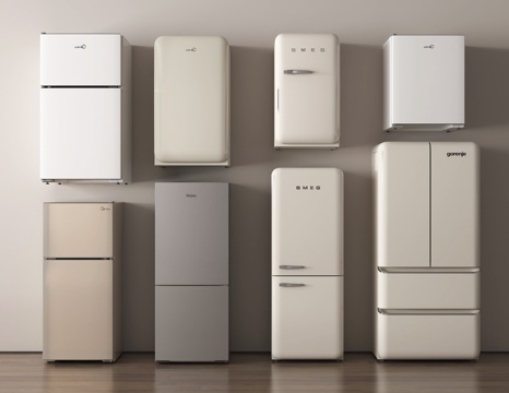 法式冰箱 四门冰箱 迷你冰箱su模型