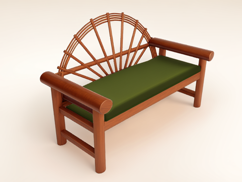 乡村木凳su模型