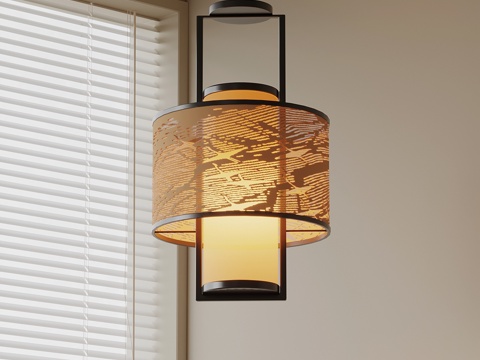 新中式吊灯su模型