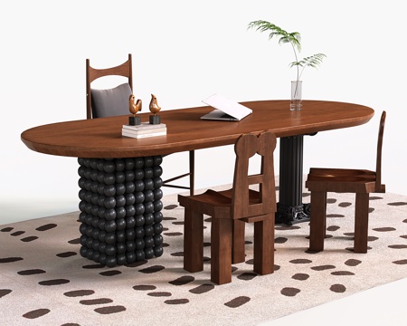 法式复古书桌椅su模型