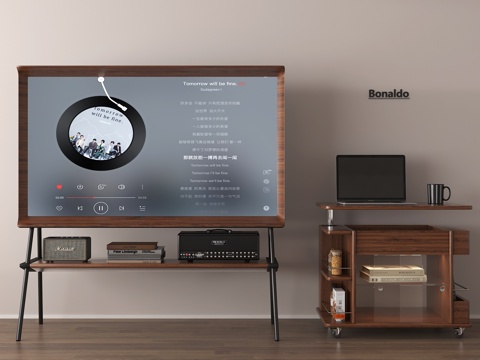 电视 支架电视 移动置物架su模型