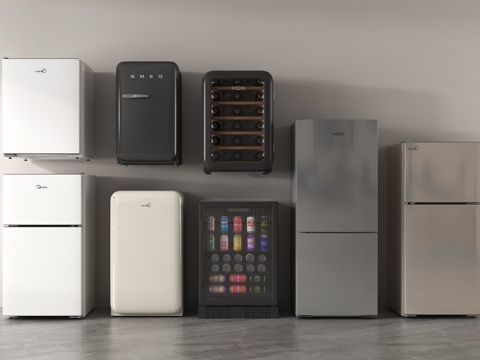 现代双开门冰箱 三开门冰箱 四开门冰箱su模型