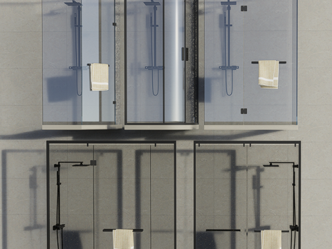 卫生间淋浴房隔断su模型