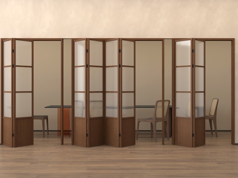 中古风折叠门 玻璃折叠门 阳台折叠门su模型