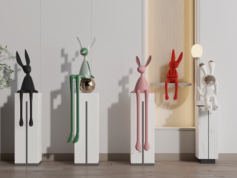 雕塑 雕像 手办 兔子手办 摆件su模型