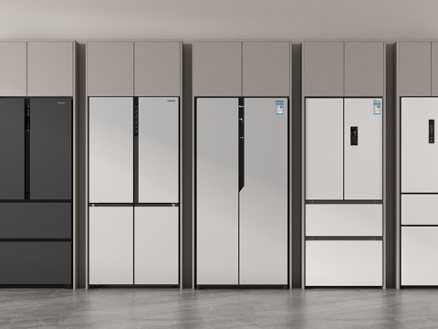 现代双开门冰箱 三开门冰箱 四开门冰箱su模型