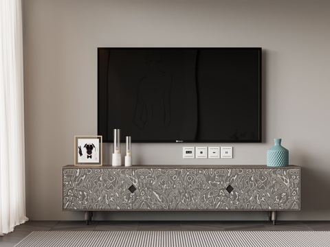 现代意式电视柜su模型