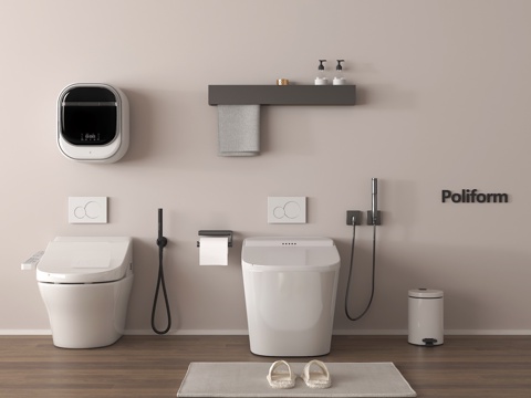 现代智能马桶 立式马桶 坐便器 卫浴小件su模型