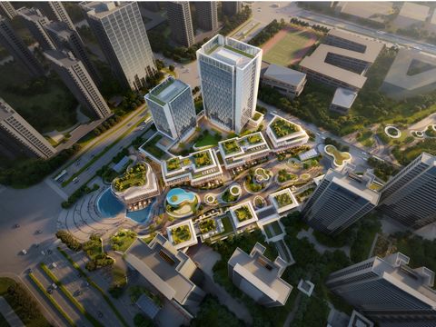 现代高端商业裙楼 带商业综合体su模型