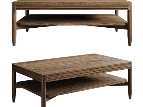  新中式实木方茶几3d模型 