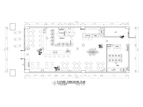 日咖夜酒店吧平面布置图cad施工图