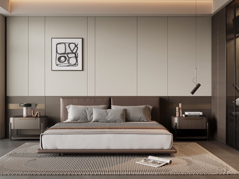 现代意式卧室su模型