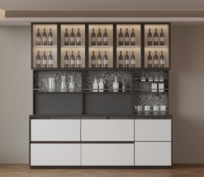 现代酒柜 餐边柜su模型