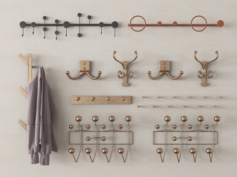 现代挂钩 金属挂衣架 挂钩 衣帽架su模型