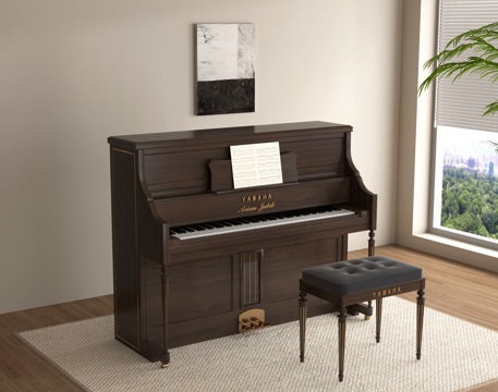  现代钢琴 乐器 琴凳3d模型 