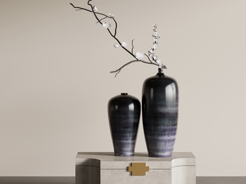 新中式花瓶 花艺su模型