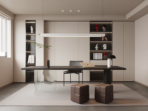  现代书房3d模型 