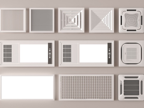 空调出风口 吸顶空调 排风口 新风口 浴霸 集成浴霸su模型