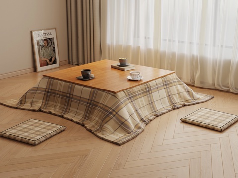 日式其他桌子 日式被炉 暖桌su模型