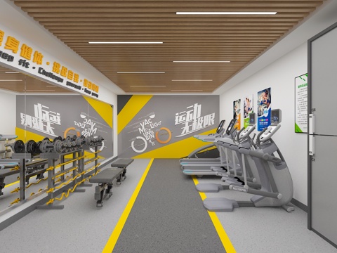  健身房  健身室3d模型 