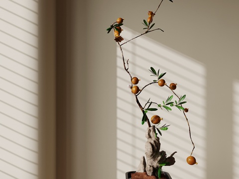 新中式盆栽su模型