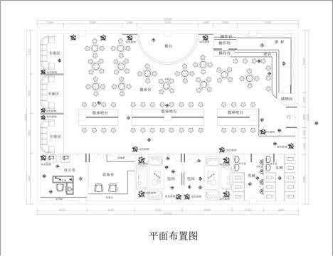 酒吧平面施工图cad施工图