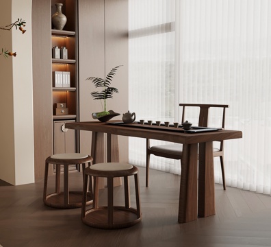 新中式小茶台su模型