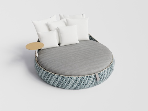  DEDON - 现代户外椅 圆形躺椅躺床 藤编躺床组合3d模型 