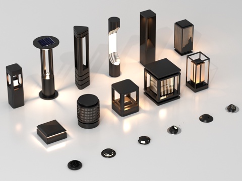 新中式景观灯 庭院灯 草坪灯 地灯 户外镂空灯su模型