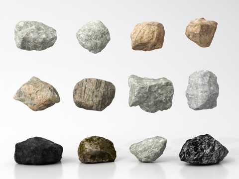 现代石头 石块 岩石 景观石su模型