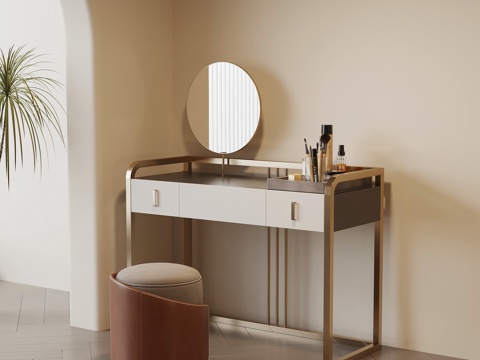 新中式梳妆台 化妆台su模型