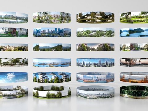 现代其他材质 环绕背景 户外背景 城市背景 环境贴图su模型