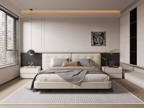 现代简约家居卧室 主卧 次卧 老人房su模型